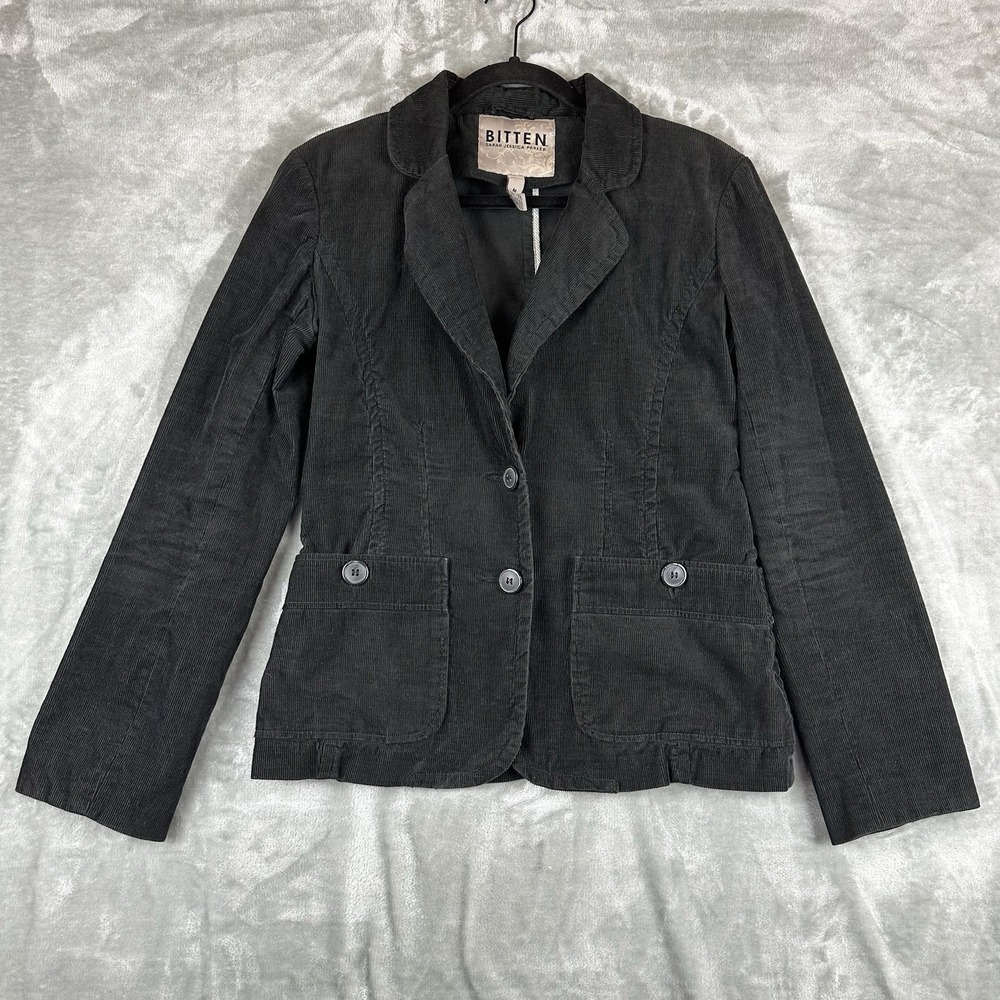 Bitten Sarah Jessica Parker Jacket Women's M Black Corduroy Blazer Coat